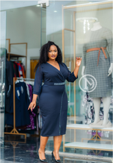 Navy blue office dress